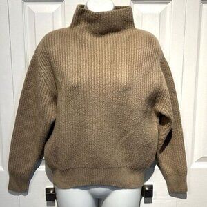 Aritzia Wilfred Tan Camel Mock Neck Merino Wool Sweater Size S
